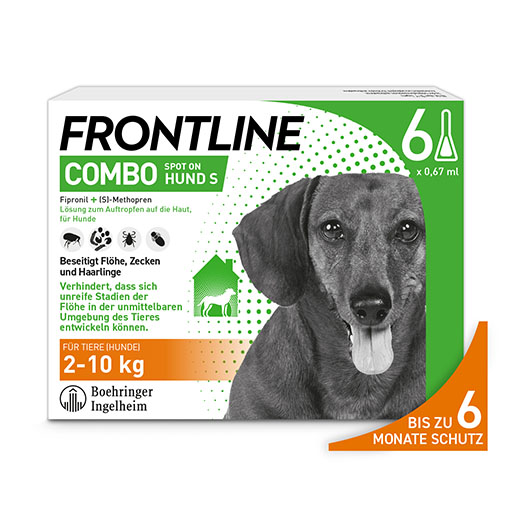 FRONTLINE COMBO&reg; gegen Zecken, Fl&ouml;he (Fl&ouml;he, Eier, Larven, Puppen) bei Hunden S (5-10Kg)